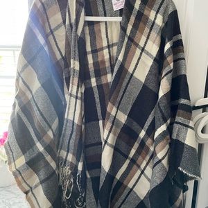Plaid poncho
